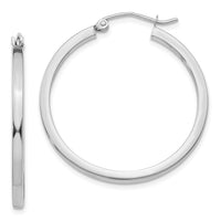 Thumbnail for 14k White Gold 2mm Square Tube Hoops