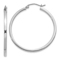 Thumbnail for 14k White Gold 2mm Square Tube Hoops