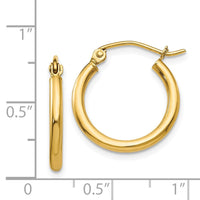 Thumbnail for 14k Polished 2x17.5mm Tube Hoop Earrings