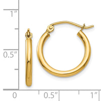 Thumbnail for 14k Polished 2x17.5mm Tube Hoop Earrings