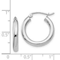 Thumbnail for 14K White Gold Polished 3mm Tube Hoop Earrings