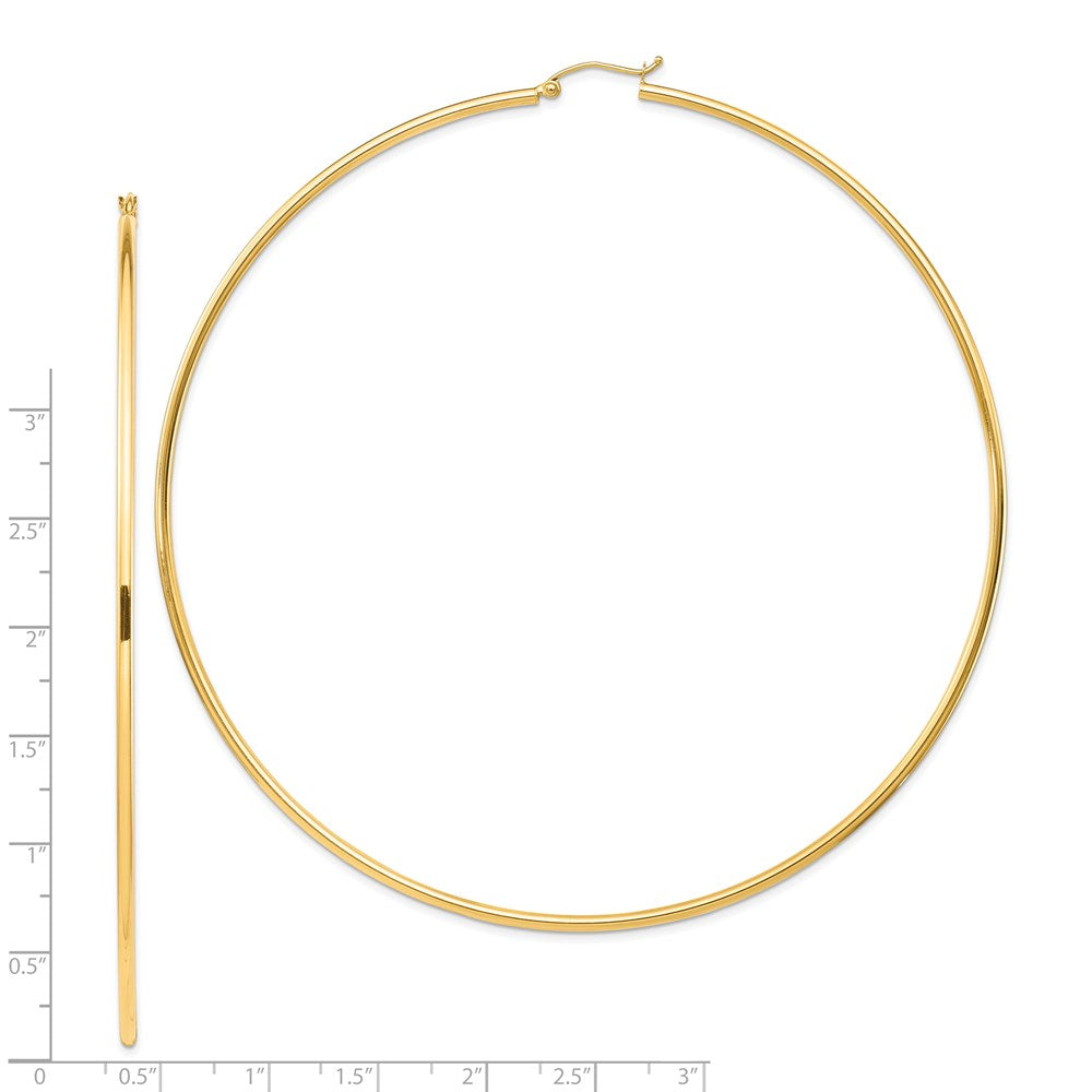 14k 2mm Polished Hoop Earrings