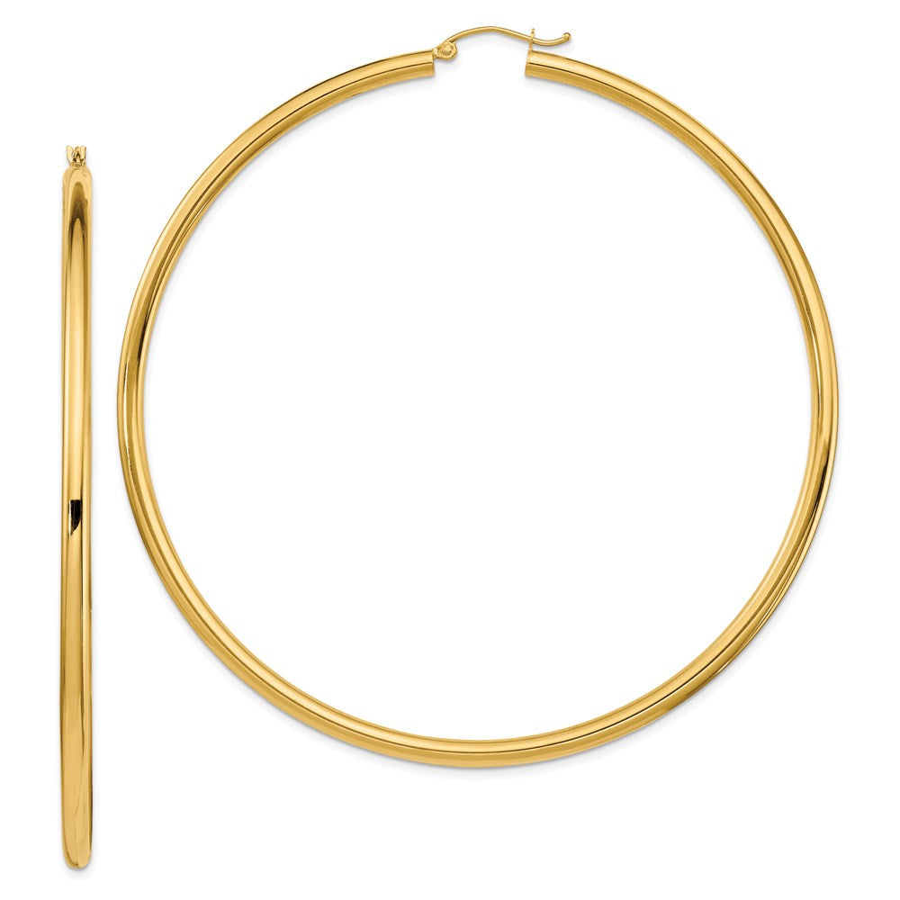 14k 3mm Polished Hoop Earrings