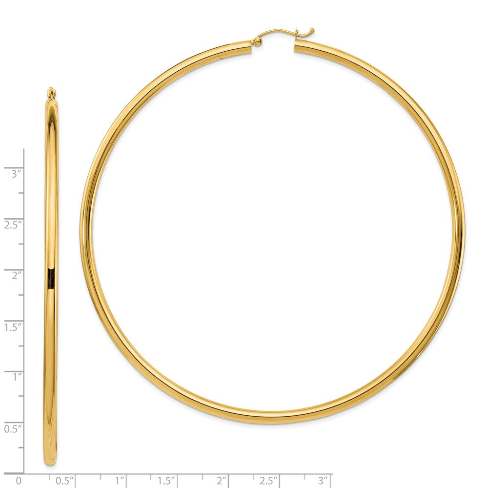 14k 3mm Polished Hoop Earrings