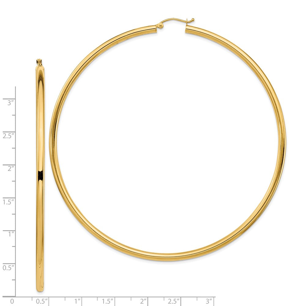 14k 3mm Polished Hoop Earrings