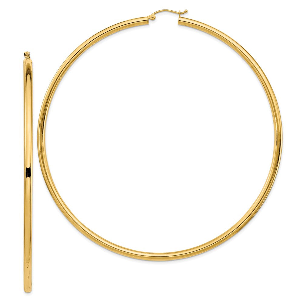 14k 3mm Polished Hoop Earrings