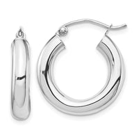 Thumbnail for 14k White Gold Polished 4mm Tube Hoop Earrings