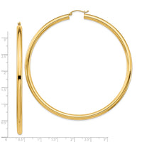 Thumbnail for 14k 4mm Polished Hoop Earrings