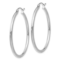 Thumbnail for 14k White Gold Polished 2x35mm Tube Hoop Earrings