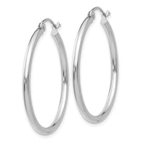 Thumbnail for 14k White Gold Polished 2x30mm Tube Hoop Earrings