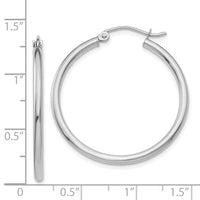 Thumbnail for 14k White Gold Polished 2x30mm Tube Hoop Earrings
