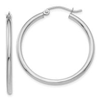 Thumbnail for 14k White Gold Polished 2x30mm Tube Hoop Earrings
