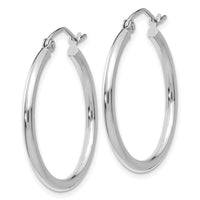 Thumbnail for 14k White Gold Polished 2x25mm Tube Hoop Earrings