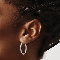 Thumbnail for 14k White Gold Polished 2x25mm Tube Hoop Earrings