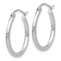 Thumbnail for 14k White Gold Polished 2x20mm Tube Hoop Earrings
