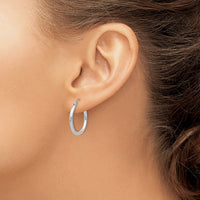 Thumbnail for 14k White Gold Polished 2x20mm Tube Hoop Earrings