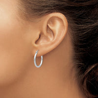 Thumbnail for 14k White Gold Polished 2x20mm Tube Hoop Earrings