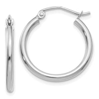 Thumbnail for 14k White Gold Polished 2x20mm Tube Hoop Earrings