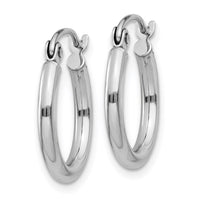 Thumbnail for 14k White Gold Polished 2x15mm Tube Hoop Earrings