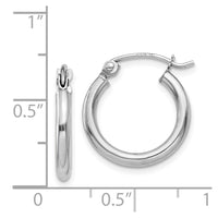 Thumbnail for 14k White Gold Polished 2x15mm Tube Hoop Earrings