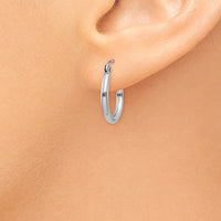 Thumbnail for 14k White Gold Polished 2x15mm Tube Hoop Earrings
