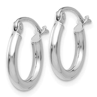 Thumbnail for 14k White Gold Polished 2x12mm Tube Hoop Earrings