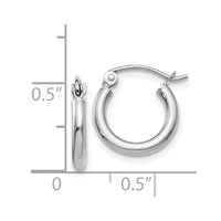 Thumbnail for 14k White Gold Polished 2x12mm Tube Hoop Earrings