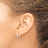 Thumbnail for 14k White Gold Polished 2x12mm Tube Hoop Earrings