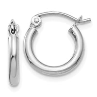 Thumbnail for 14k White Gold Polished 2x12mm Tube Hoop Earrings