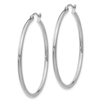 Thumbnail for 14k White Gold Polished 2x40mm Tube Hoop Earrings