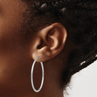 Thumbnail for 14k White Gold Polished 2x40mm Tube Hoop Earrings