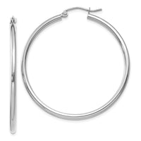 Thumbnail for 14k White Gold Polished 2x40mm Tube Hoop Earrings