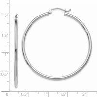 Thumbnail for 14k White Gold Polished 2x45mm Tube Hoop Earrings