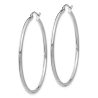 Thumbnail for 14k White Gold Polished 2x45mm Tube Hoop Earrings