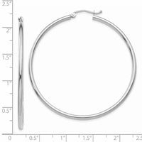 Thumbnail for 14k White Gold Polished 2x50mm Tube Hoop Earrings