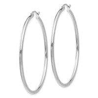 Thumbnail for 14k White Gold Polished 2x50mm Tube Hoop Earrings