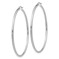 Thumbnail for 14k White Gold Polished 2x55mm Tube Hoop Earrings