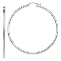 Thumbnail for 14k White Gold Polished 2x55mm Tube Hoop Earrings