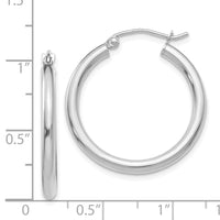 Thumbnail for 14K White Gold Polished 2.5mm Tube Hoop Earrings