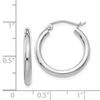 Thumbnail for 14K White Gold Polished 2.5mm Tube Hoop Earrings