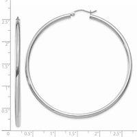 Thumbnail for 14K White Gold Polished 2.5mm Tube Hoop Earrings