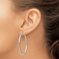 Thumbnail for 14K White Gold Polished 2.5mm Tube Hoop Earrings