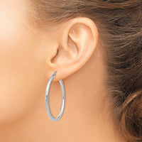Thumbnail for 14K White Gold Polished 2.5mm Tube Hoop Earrings