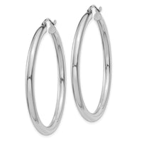 Thumbnail for 14K White Gold Polished 3mm Tube Hoop Earrings