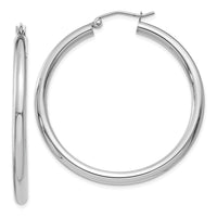 Thumbnail for 14K White Gold Polished 3mm Tube Hoop Earrings