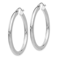 Thumbnail for 14K White Gold Polished 3mm Tube Hoop Earrings