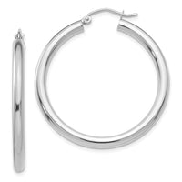 Thumbnail for 14K White Gold Polished 3mm Tube Hoop Earrings