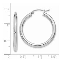 Thumbnail for 14K White Gold Polished 3mm Tube Hoop Earrings
