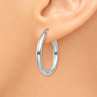 Thumbnail for 14K White Gold Polished 3mm Tube Hoop Earrings