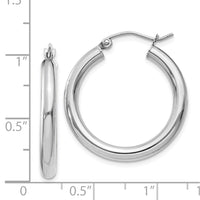 Thumbnail for 14K White Gold Polished 3mm Tube Hoop Earrings